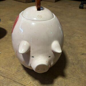 Treasure Craft Cookie Jar Pink spotted Pig Cookie on lid